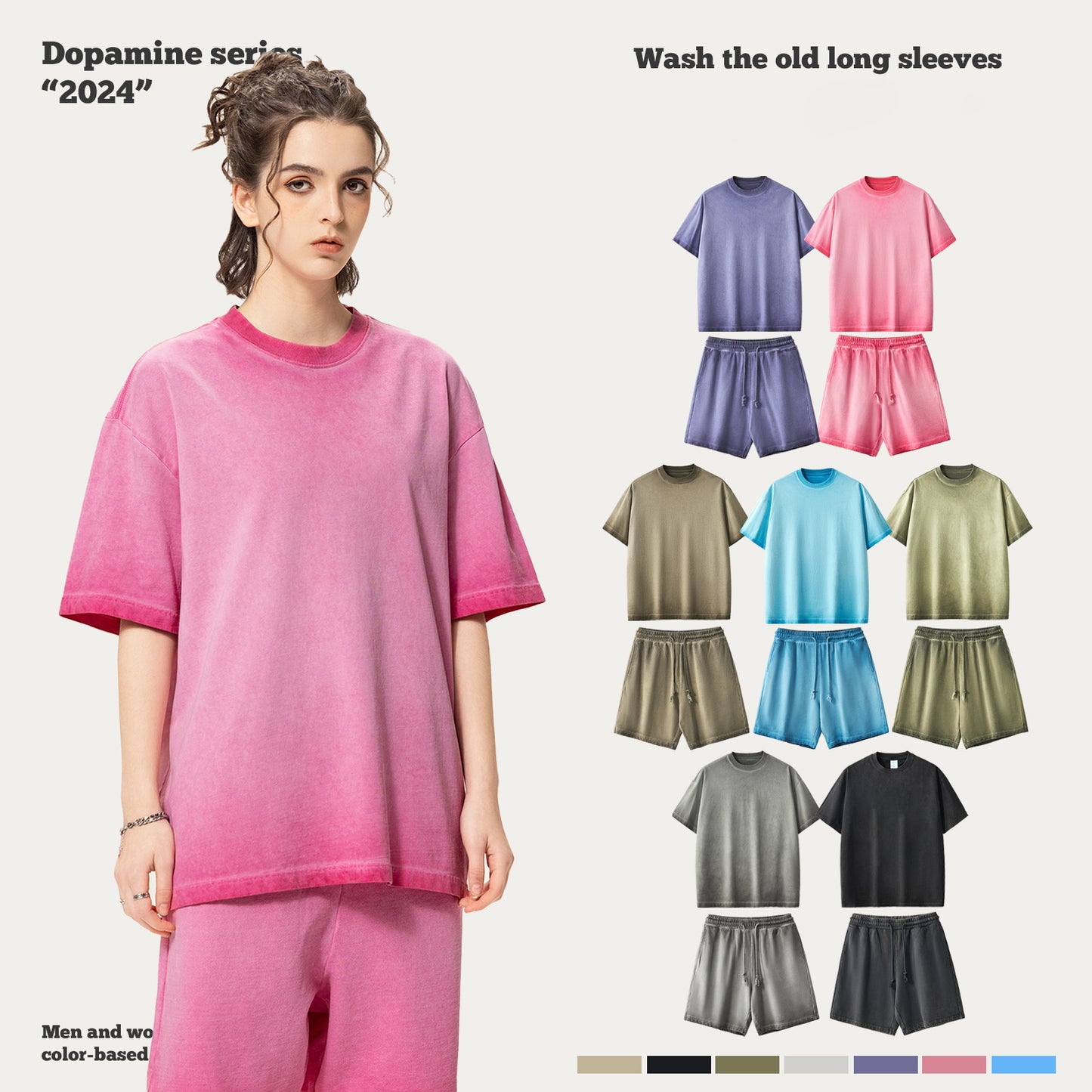 Dopamine Wash Short Sleeve Tee&Shorts Set