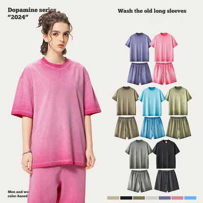 Dopamine Wash Short Sleeve Tee&Shorts Set