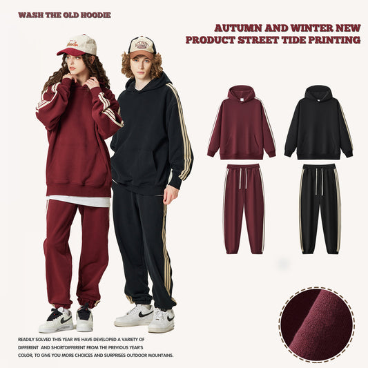 Three-Stripes Oversized Hoodie& Sweatpants Set