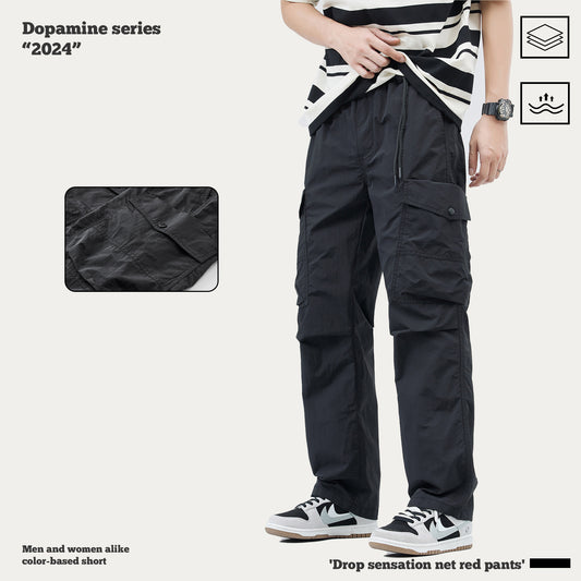 Pleated Knee Straight Leg Cargo Pants