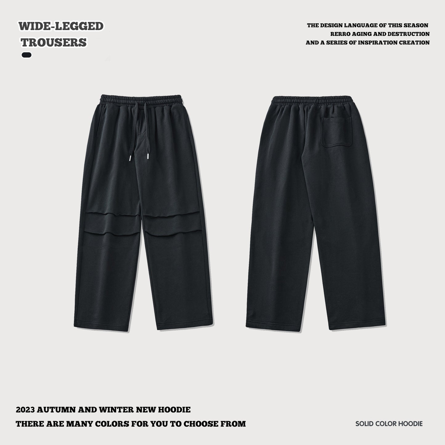 Pleated Knee Straight Leg Pants