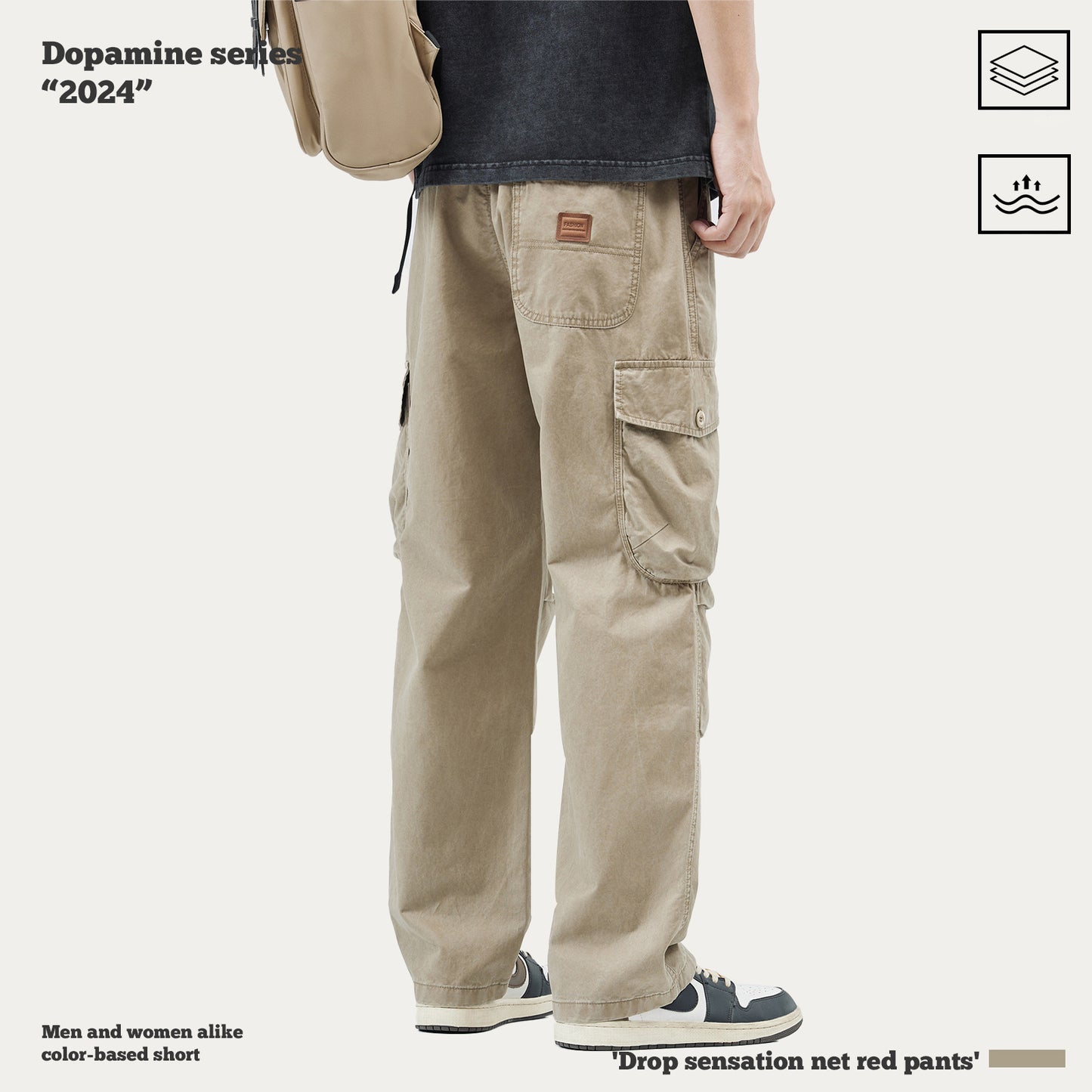 Pleated Knee Cargo Pants