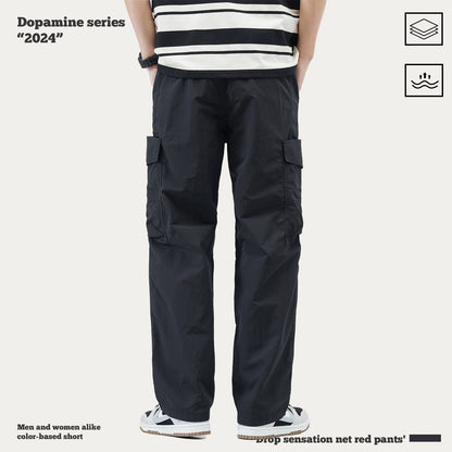 Pleated Knee Straight Leg Cargo Pants