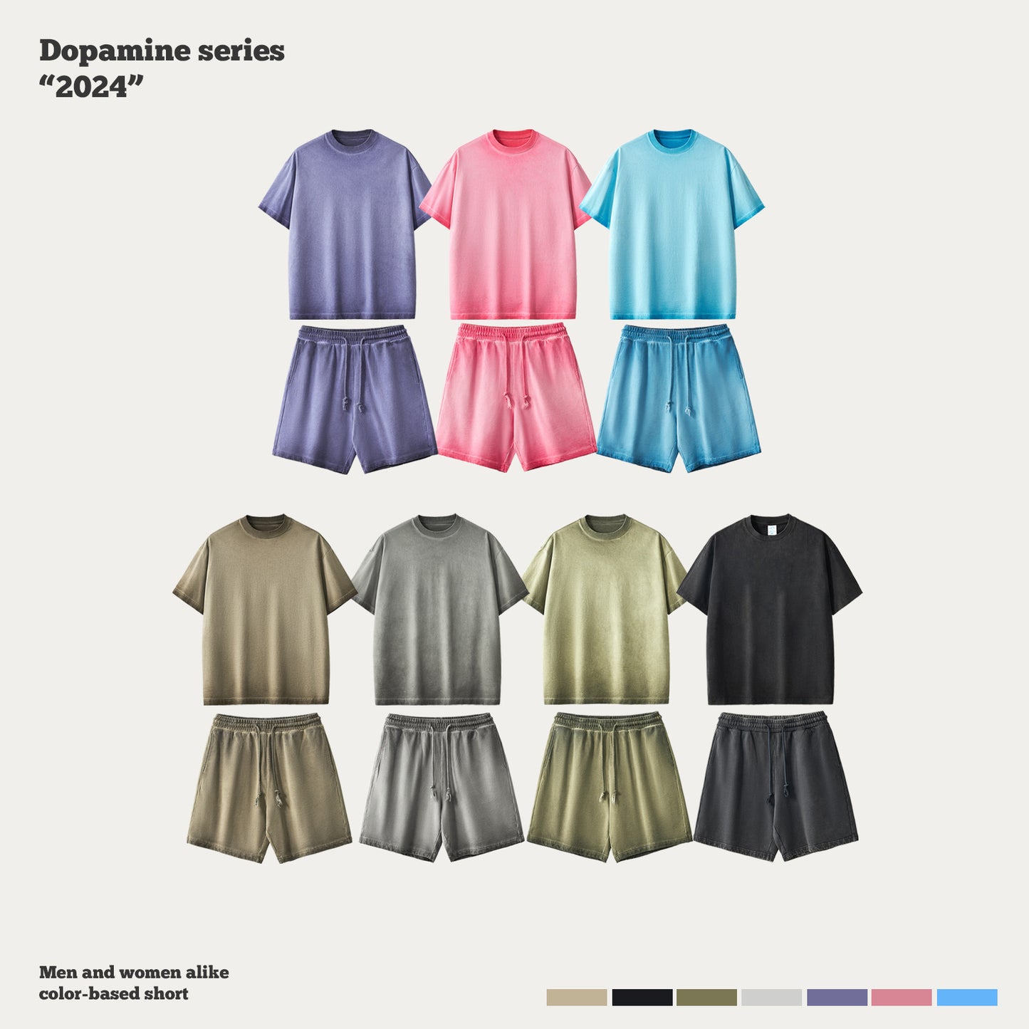 Dopamine Wash Short Sleeve Tee&Shorts Set