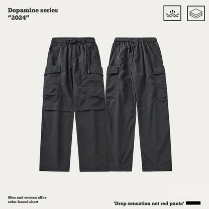 Pleated Knee Straight Leg Cargo Pants