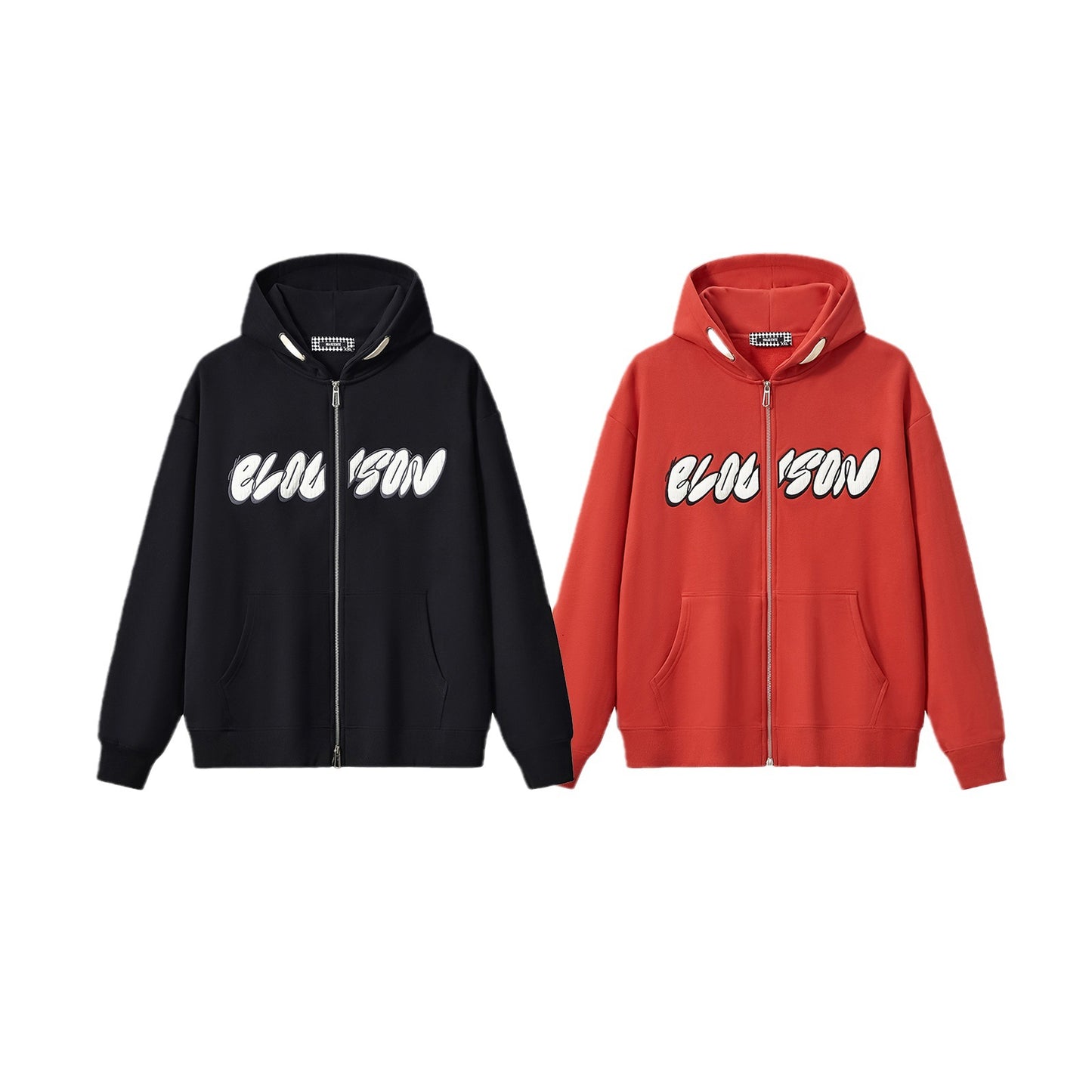 Letter Full-Zip Couple Hoodie